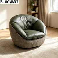 Fauteuil lounge pivotant moderne de luxe, mobilier de salon, couleur personnalisée, en cuir, fauteuil coquille rond, canapé d'appoint, pour hôtel