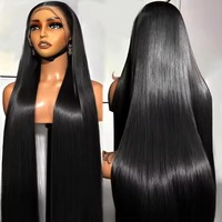 Pelucas Brasileñas Lisas con Encaje HD en Forma de M, Sin Pegamento, 13x4, Pre-Desplumadas, Línea de Cabello Natural, 250% de Densidad, para Uso Diario de Mujeres Negras