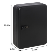 Armoire à clés murale en acier laminé à froid noir SHUAIMA pour usage domestique, hôtelier et professionnel, avec serrure à combinaison à 48 touches pour un rangement sécurisé