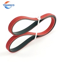 Courroie trapézoïdale nervurée colorée durable en tissu rouge recouvert de matériau EPDM, service de découpe pour machine à plier les cartons