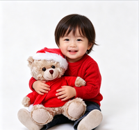 Ours en peluche de Noël à sublimation avec bonnet de Père Noël, animal en peluche personnalisé imprimé pour cadeau d'enfant