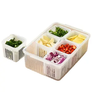 Kitchen Storage collecting case Food Storage Container sealed storage box for vegetables and fruits 6 small parts for seperate