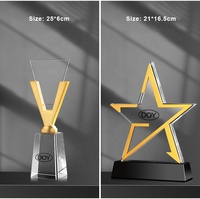 Trophée en cristal K9 avec logo personnalisé, base en métal plaqué or, coupe en verre pour la reconnaissance d'entreprise