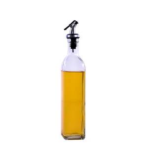 Bottiglia di olio d'oliva di vetro dell'aceto della salsa di soia all'ingrosso 4oz 8oz 16oz 100ml 250ml 300ml 500ml con il coperchio dell'ugello