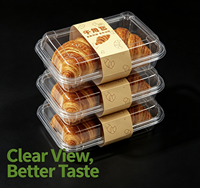 Emballage alimentaire jetable en PET transparent avec logo personnalisé, boîte à mochi, boîte à clapet en une seule pièce pour sushi et salade