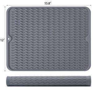 Tapete de silicona gris para secar, 15.8 x 12 pulgadas, antideslizante, resistente al calor, para drenaje de fregadero - Product Image 1