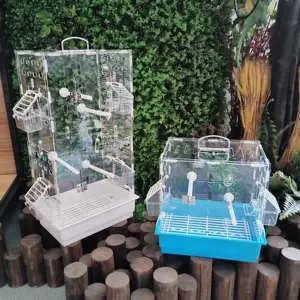High Quality Transparent Acrylic Cage For Pet Acrylic Bird Feeing Cage Parrot Small Birds Cage House