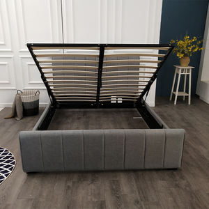 เฟอร์นิเจอร์ห้องนอนสไตล์ยุโรปสมัยใหม่ เตียงไฮดรอลิก ขนาดดับเบิ้ล คิง ควีน ไซส์ พร้อมระบบยกเก็บของด้วยแก๊ส หุ้มผ้าสีเทา โครงเตียงแบบออตโตมัน - Product Image 2
