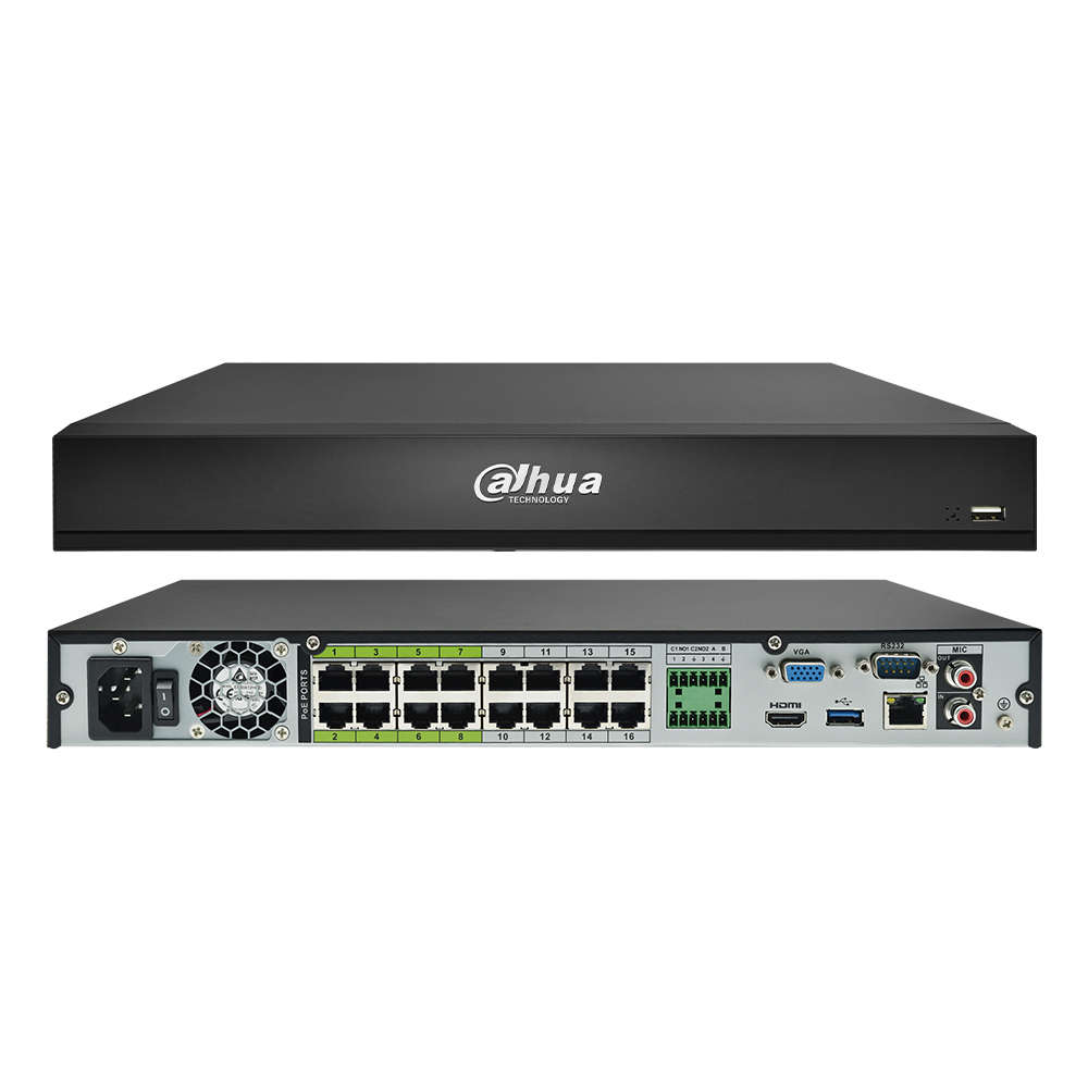 פנים תמונות AI חיפוש חכם 4K NVR 16ch, 16 ערוץ Dahua POE NVR NVR2216-16P-I2 זיהוי הפנים NVR