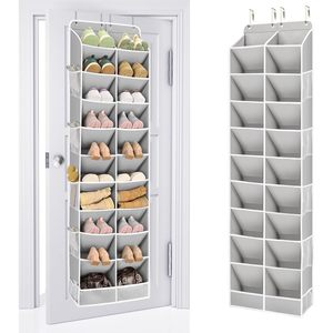 Over The Door <b>Shoe</b> Organizer 24 Pockets Gray Hanging Rack For Closet <b>Storage</b> With Deep Compartments - Product Image 1