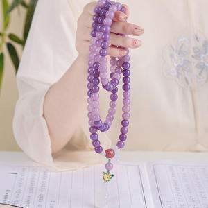 Nouveau <span class=keywords><strong>bracelet</strong></span> à la mode violet Bodhi 108 perles pour femmes avec pendentif calcédoine de glace en gros - Product Image 3