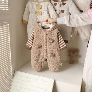 शरद ऋतु सर्दियों के बच्चे के कपड़े पहने हुए सुंदर मखमल भालू जम्पसूट के साथ 100 दिन डिजाइन अनुकूलन योग्य गंध बेबी कपड़े - Product Image 1