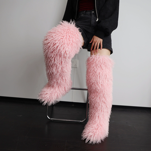 GHY6564 Bottes hautes en fourrure de Mongolie pour femmes, nouvelles bottes d'hiver fourrées pour garder les jambes au chaud, bottes de neige - Product Image 6