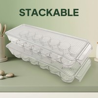 Boîte de rangement pour œufs, 14 œufs, empilable, sans BPA, en PET, design moderne, organisateur de réfrigérateur, compartiments individuels, option couvercle