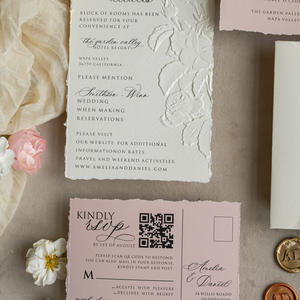 Élégantes cartes d'invitation de mariage personnalisées avec gaufrage 3D et enveloppe RSVP – Mariage moderne invité - Product Image 4
