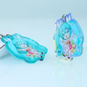 Chaveiro de plástico com pingente de anime epóxi acrílico, chaveiro com desenho personalizado e glitter 3D, fabricante de chaveiro acrílico personalizado