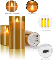 Bougie en cire véritable avec flamme mobile, fausse mèche sans flamme, bougie pilier à piles LED sans flamme pour mariage, Noël, festival