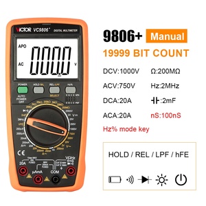 مقياس رقمي متعدد عالي الدقة VICTOR VC9806+ شاشة كبيرة بإضاءة خلفية عرض LCD مع عرض أقصى 19999 4 1/2 - Product Image 2