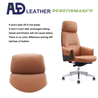 Chaise de bureau exécutive en cuir Aston - Appuie-tête ergonomique réglable, accoudoirs fixes, dossier ouvert, design moderne, siège coulissant, chrome