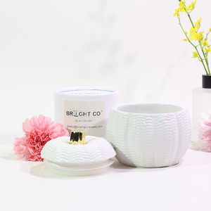 Bocaux à bougies en céramique de luxe en forme de <span class=keywords><strong>citrouille</strong></span>, avec glaçure <span class=keywords><strong>citrouille</strong></span> et détails blancs et dorés, pour la décoration intérieure - Product Image 3