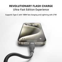 Cable de Datos Tipo C de Carga Súper Rápida de 100 W con Blindaje Trenzado, 5 A/3 A, Cobre Puro, 1 m de Longitud para Computadora y Teléfono Móvil
