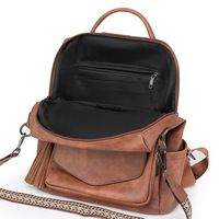 Nouveauté Printemps 2024 : Sacs à dos pour femmes en PU, style rétro européen et américain, avec fermeture éclair, 25-50L, bicolores et à pompons, pour l'achat transfrontalier