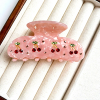Barrette à cheveux YuAo chic de style coréen en acétate ornée de strass, motif floral papillon, design inspiré de la niche, pince requin pour chignon