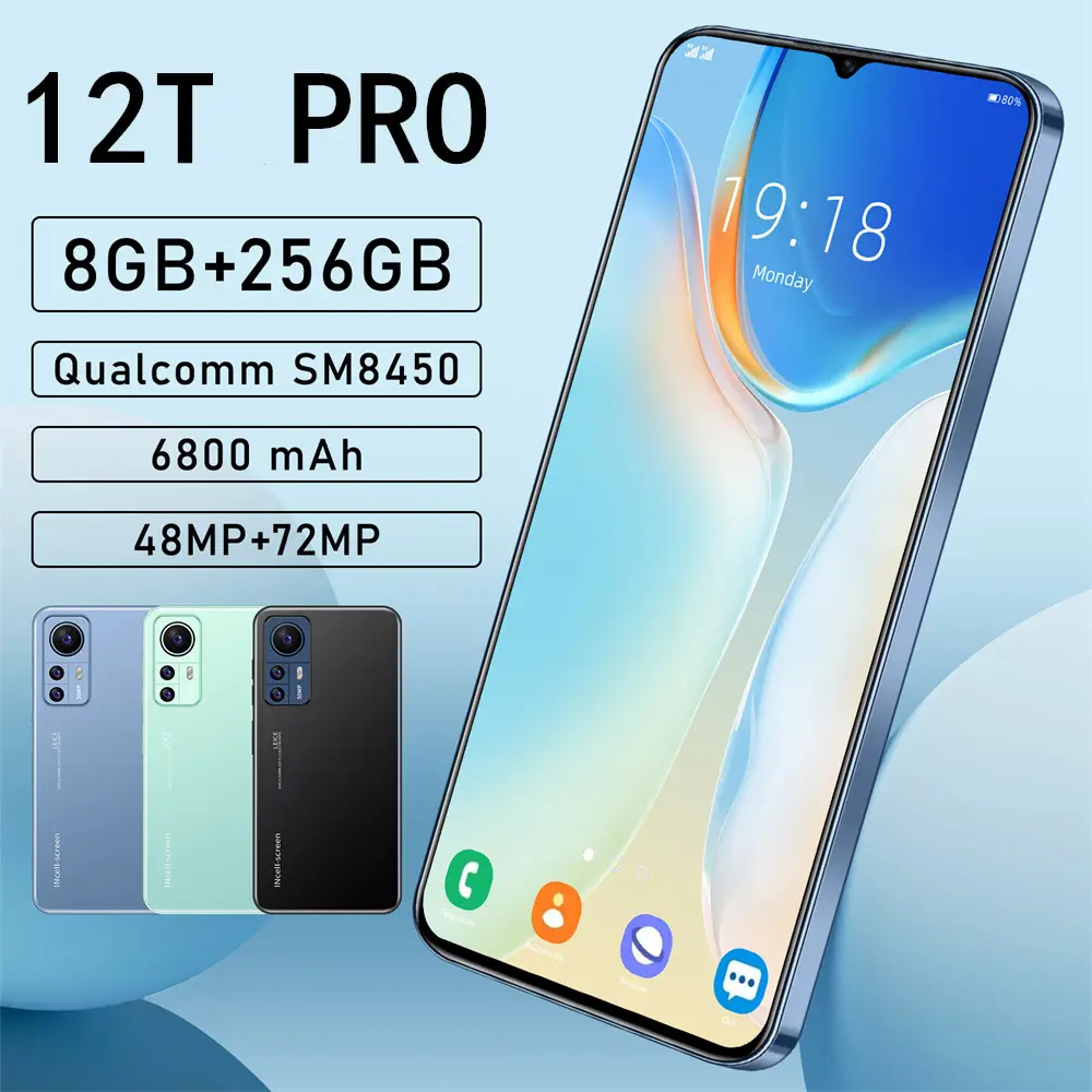 Android12.0 Mobile Smart Phone Original 48MP+72MP Smartphone16gb+1t 7.3 Inch 5G 12T Pro Ultra Cell Phone LED 16GB FHD