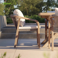Vente en gros de table en bois de teck pour hôtel chaise de tissage en corde utilisée restaurant table longue en bois de teck