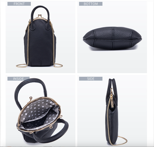 Bolso Ando para Mujer, de Cuero Vacuno Genuino, con Cierre de Broche, para Teléfono, con Asa Superior y Correa de Hombro de Cadena - Product Image 6