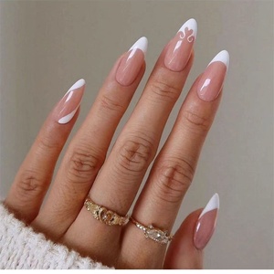 Uñas postizas francesas para niños y niñas <span class=keywords><strong>de</strong></span> 10 años, uñas acrílicas cortas, blancas - Product Image 1