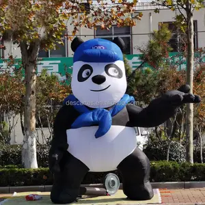 Custom Made Cute Giant Inflatable Superhero Panda Toys For Amusement Park