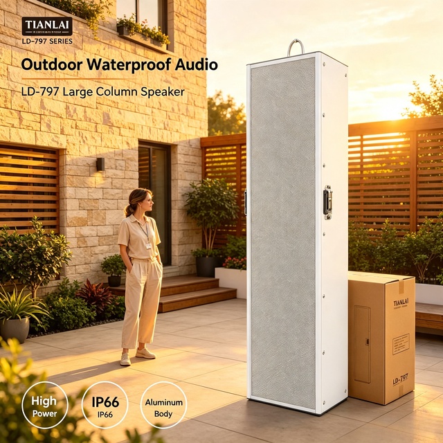 Tianlai LD-797 Outdoor Waterproof Roof Audio Speaker Aluminum Body Tower Column PA System for Villa Garden Wholesale Factory