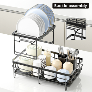 Gabinete <span class=keywords><strong>de</strong></span> cocina deslizante ajustable <span class=keywords><strong>de</strong></span> 2 niveles, vajilla, plato, cuenco, <span class=keywords><strong>escurridor</strong></span> <span class=keywords><strong>de</strong></span> secado, estante <span class=keywords><strong>de</strong></span> almacenamiento, ahorro <span class=keywords><strong>de</strong></span> espacio <span class=keywords><strong>Vertical</strong></span> - Product Image 2