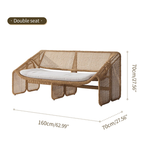 Set di Divani <span class=keywords><strong>da</strong></span> Esterno in Rattan PE Artigianale di Lusso Moderno con Struttura in Alluminio e Cuscini per Patio, <span class=keywords><strong>Giardino</strong></span> e Balcone - Product Image 6