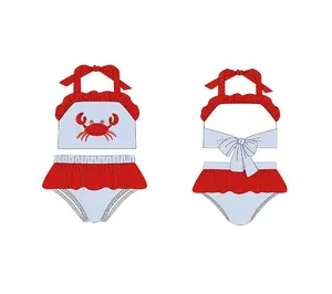 Two Pieces Baby Kids Girl Swimsuit Sets Summer Child Mermaid Swimwear One Shoulder Bikini Swim Dress Beach Bathing Costume