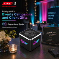 Haut-parleur audio sans fil en forme de cube LED RGB avec logo personnalisé pour les événements de lancement de produits, les cadeaux promotionnels et les kits cadeaux pour les médias