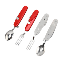 Ensemble de couverts de camping en acier inoxydable 6 en 1, cuillère, couteau, fourchette, pliable, survie en plein air, randonnée, pique-nique, vaisselle