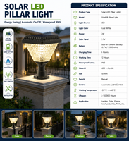 Lampe solaire LED IP65 étanche pour poteau extérieur, jardin, cour et mur, avec système d'éclairage automatique