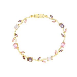 HS134 2026 Bracelet de luxe micro-pavé CZ Tulipe, style feuilles, tendance Ins, vente en gros pour femmes - Product Image 6