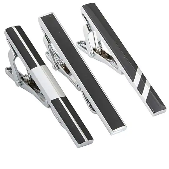 Wholesale Blank Silver Color Men Cufflinks And Neck Tie Bar Clip Stainless Steel Clip Tie For Clip On Ties Custom Logo