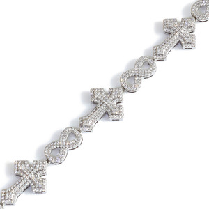 สร้อยคอโมอิสซาไนต์รูปกากบาทอินฟินิตี้แบบสั่งทำพิเศษ พรีเมียม เงินแท้ 925 สไตล์ฮิปฮอป ประดับเพชรแบบ Iced Out หมายเลขนำโชค 8 ผ่านการทดสอบเพชร VVS - Product Image 5