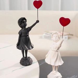 Thanksgiving Flying <b>Balloon</b> Girl Statue Resin Sculpture Craft Decoration Modern Art - Product Image 3
