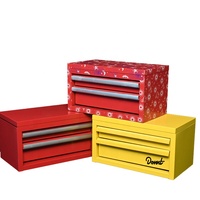 Boîte à outils mini pliable OEM/ODM en fer, multi-couleurs, 2 tiroirs, revêtement poudré, étanche, anti-poussière, support réglable, rangement de bureau
