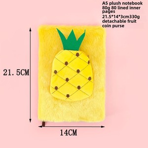 Cahier de fruits en peluche de dessin animé Kawaii pour enfants Cahier à fourrure Agenda quotidien Planificateur Journal <span class=keywords><strong>Livre</strong></span> avec porte-monnaie Cadeau d'anniversaire - Product Image 3