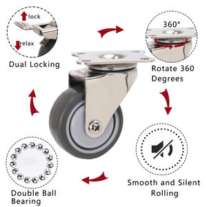 2 Zoll TPR Edelstahl 50mm Workbench Caster Wheel <span class=keywords><strong>Light</strong></span> <span class=keywords><strong>Duty</strong></span> Rollstuhl Möbel Rollen Räder - Product Image 4