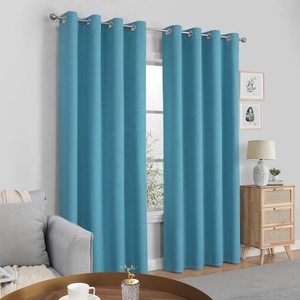 100% Blackout American Style Flame Retardant All-Season Linho Térmico Isolado Preto Completo Grommet Janela Cortinas para Quarto - Product Image 2