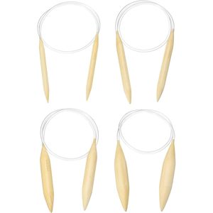 Aiguilles à tricoter circulaires de 8 mm à 15 mm, 4 pièces, aiguilles rondes en bois de 32 pouces pour projets faits à la main, tricot DIY - Product Image 1