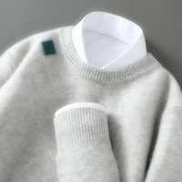 Pull en laine pour homme, col rond, color block, coupe ample, épais, style décontracté chic, tricoté, vente en gros usine, support OEM/ODM