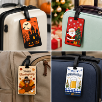 Étiquette de bagage en PVC tendance personnalisée pour les fêtes, motif dessin animé mignon, étiquette de voyage en caoutchouc souple pour valise, sac à dos, accessoires cadeaux